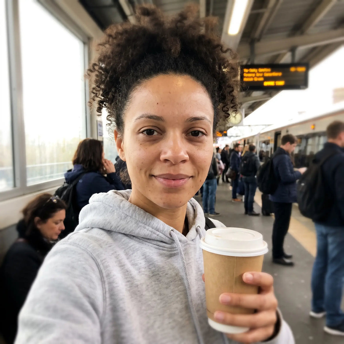 Sample avatar: commuter on a train platform