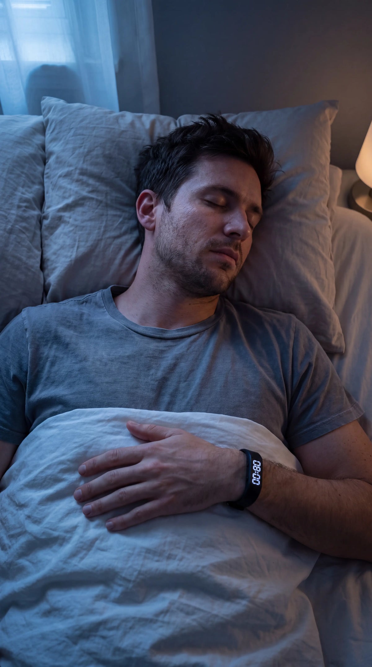 Man asleep wearing the band overnight